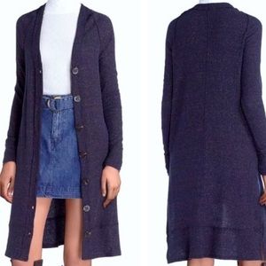 Free People duster cardigan, navy with shimmer